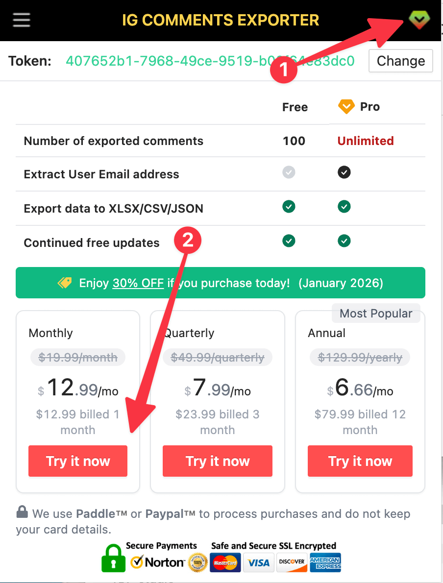 IG Comments Exporter chrome extension subscribe pro